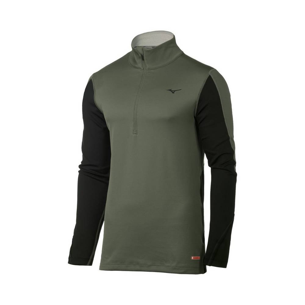 Base Layer Mizuno Breath Thermo® Half Zip - Homem - Verdes/Pretas - VYEFA4851